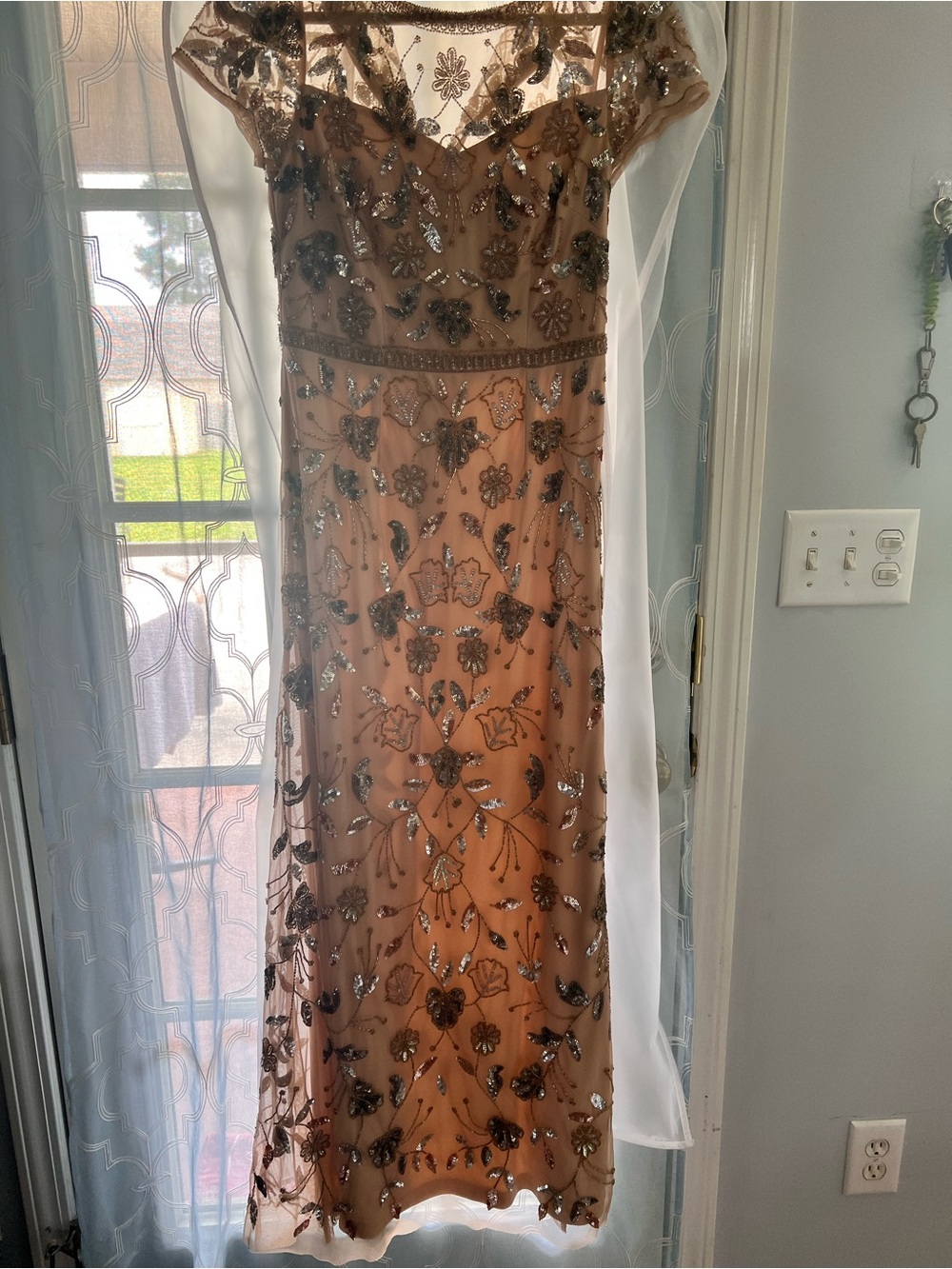 Adrianna Papell Blush Floral Sequin Maxi Dress - Picture 15 of 16